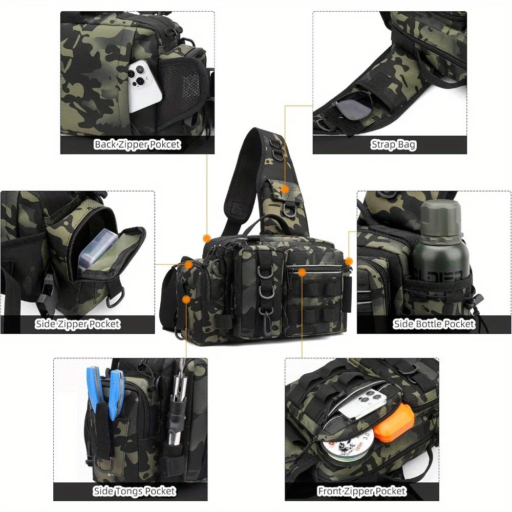 Nylon Fishing Tackle Backpack Shoulder Waist Bag