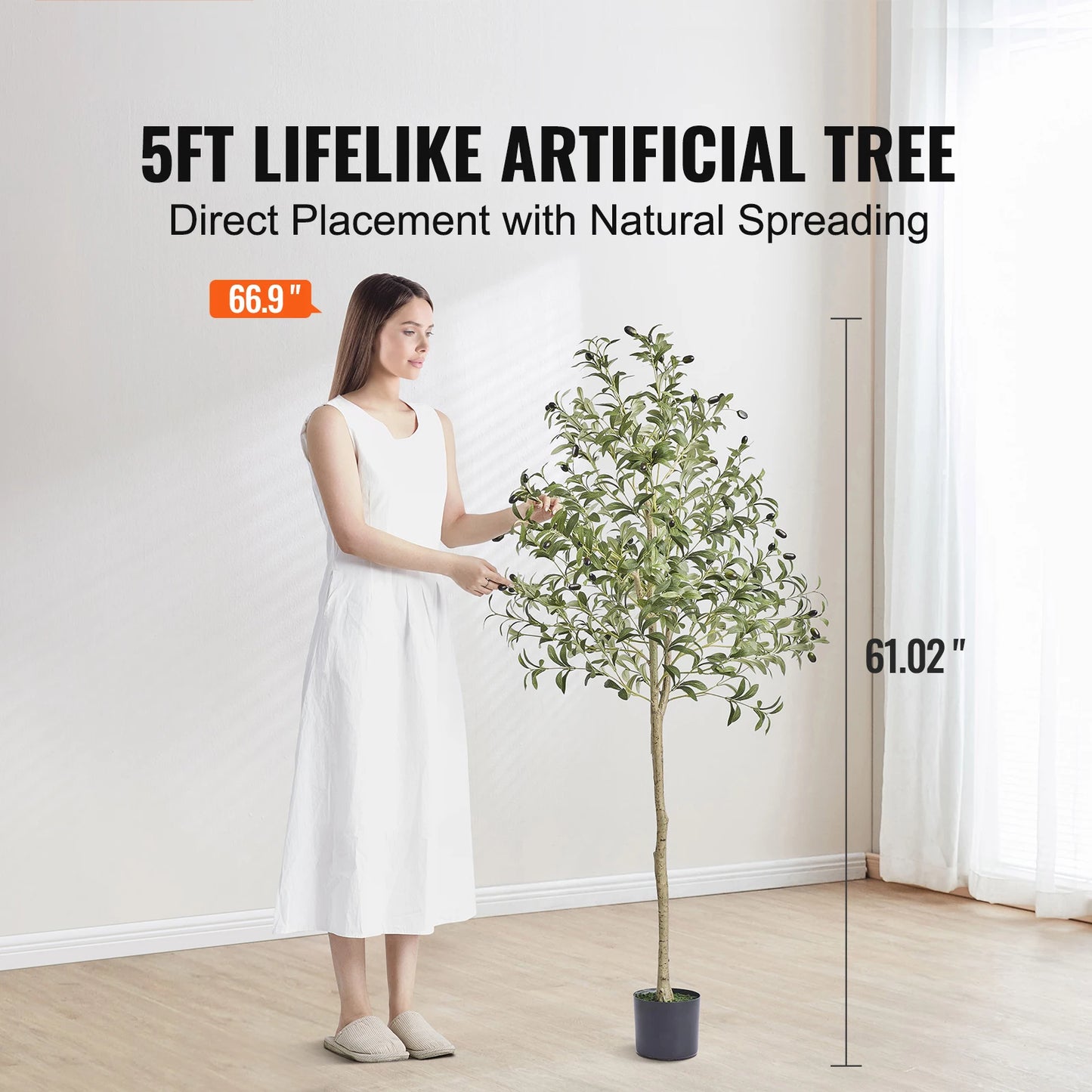 SucceBuy Artificial Olive Tree Plant Low Maintenance Indoor Outdoor Decor