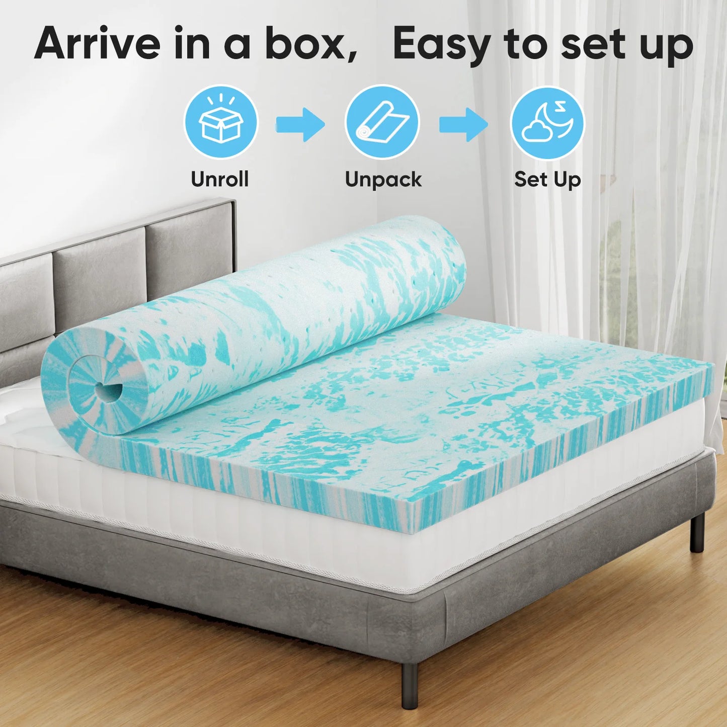 Jhk 2 Inch Gel Memory Foam Mattress Topper
