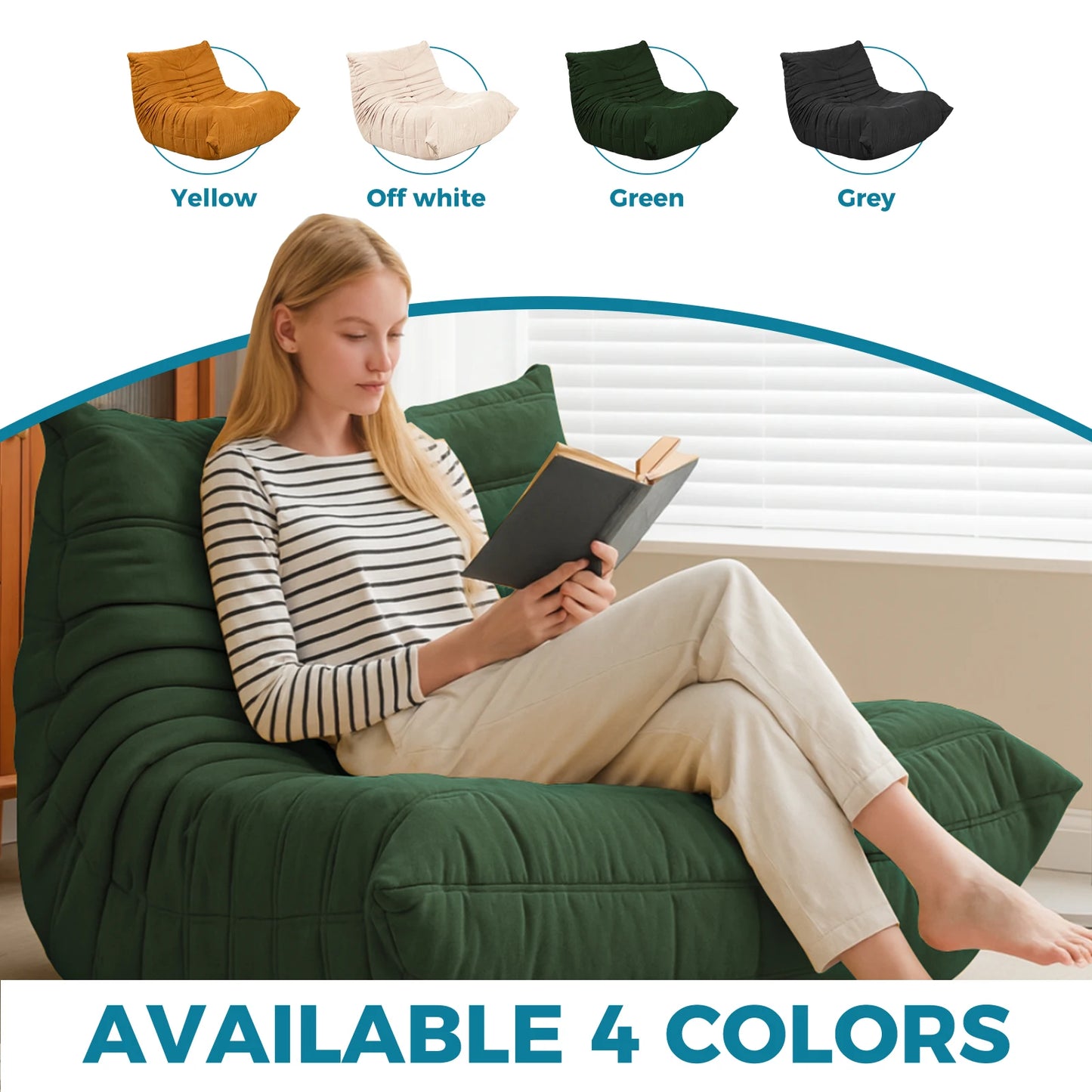 Armless Ergonomic Memory Foam Lounge Beanbag Chair