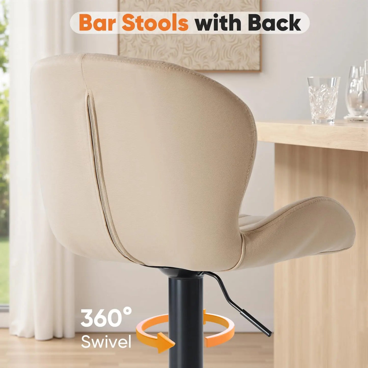 JHK Set Of 2 Adjustable Modern Dining Chairs With Metal Frame