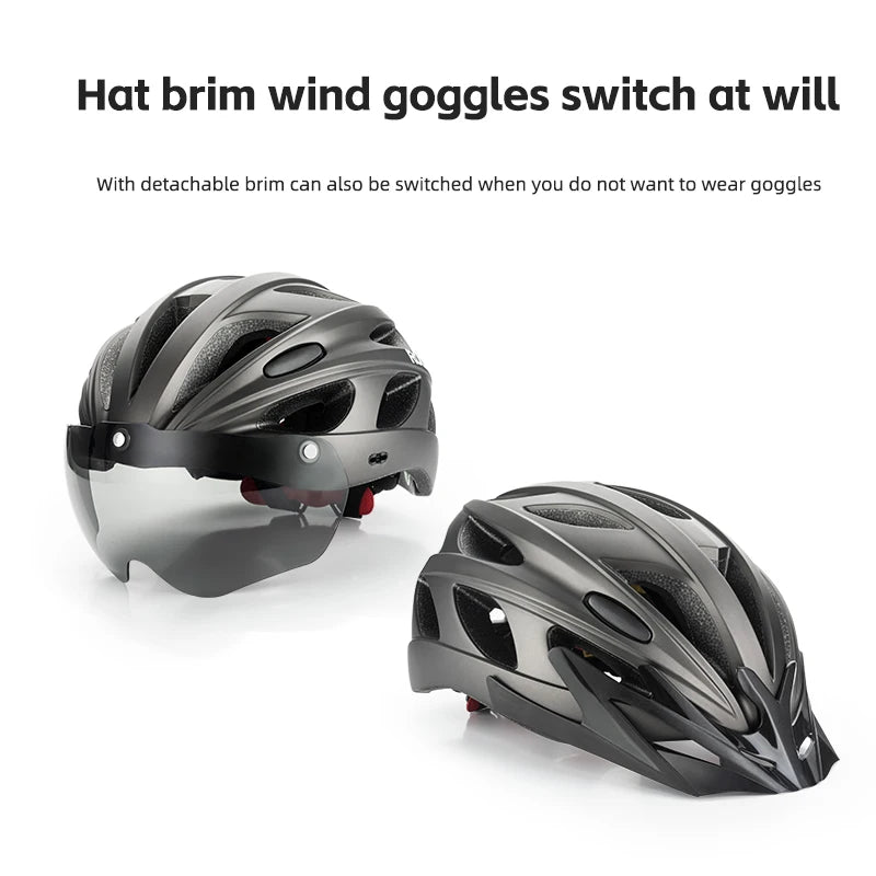 Rockbros Lightweight Cycling Helmet With Integrated Goggles