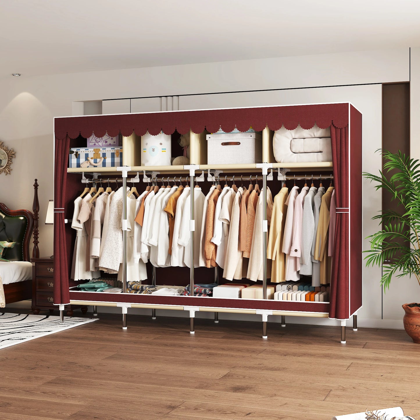 Arlukin Heavy Duty Fabric Wardrobe With 4 Hanging Rod