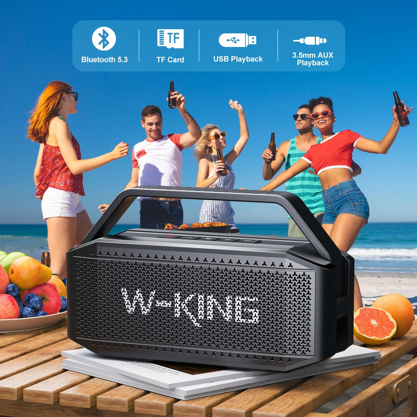 W-King D9-1 100W Peak Deep Bass Waterproof Bluetooth Speaker