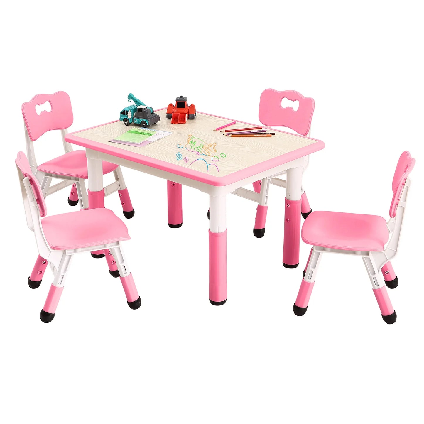 Kids Height Adjustable Table Chairs Set For Classroom Daycare Centers