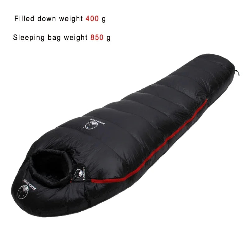 Blacksnow Goose Down Mummy Sleeping Bag Winter Thermal Outdoor Camping