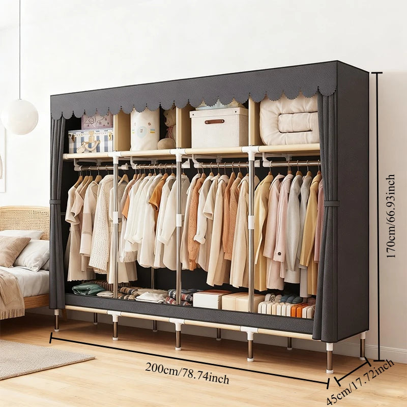 Arlukin Heavy Duty Fabric Wardrobe With 4 Hanging Rod