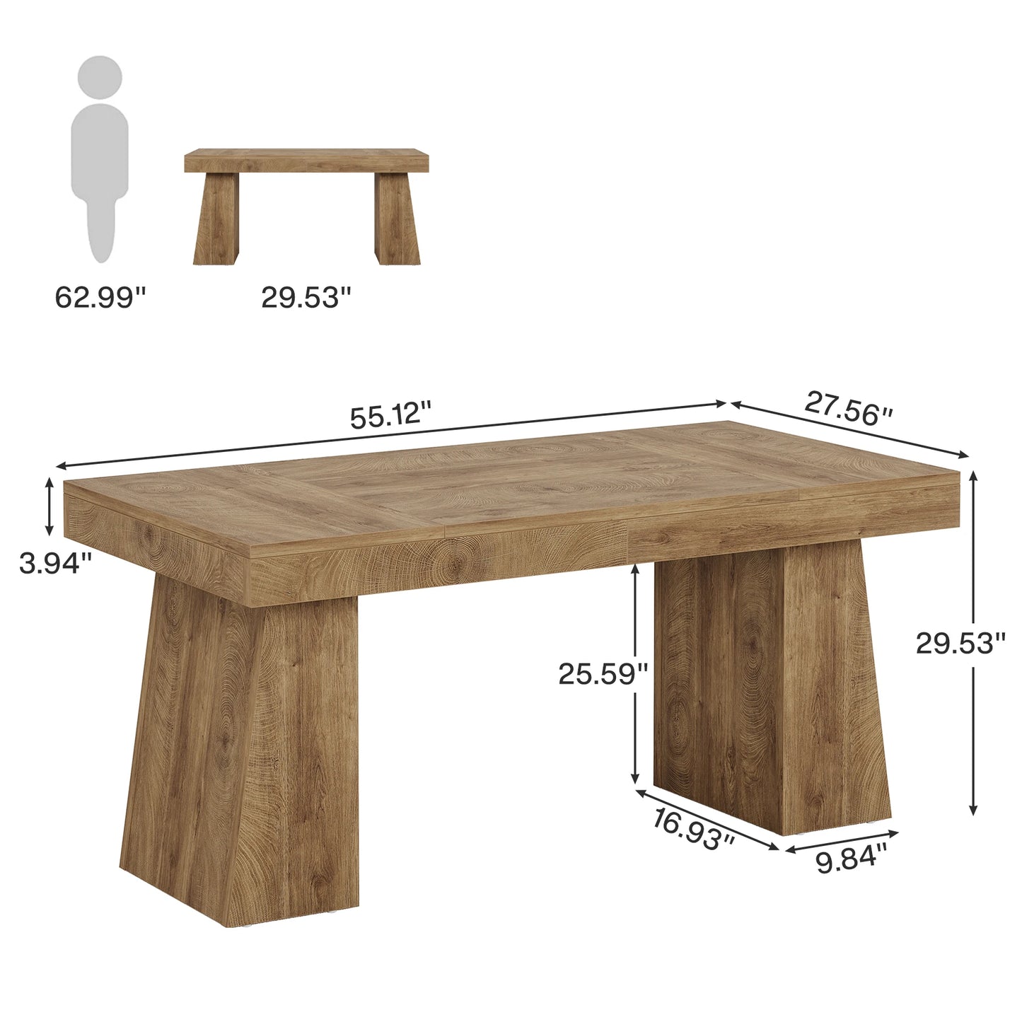 Tribesigns Executive Wood Office Computer Desk Dual Pedestal Modern Workstation