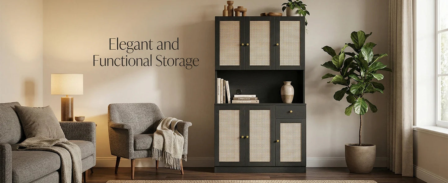 Modern Wooden Tall Storage Cabinet With Countertop