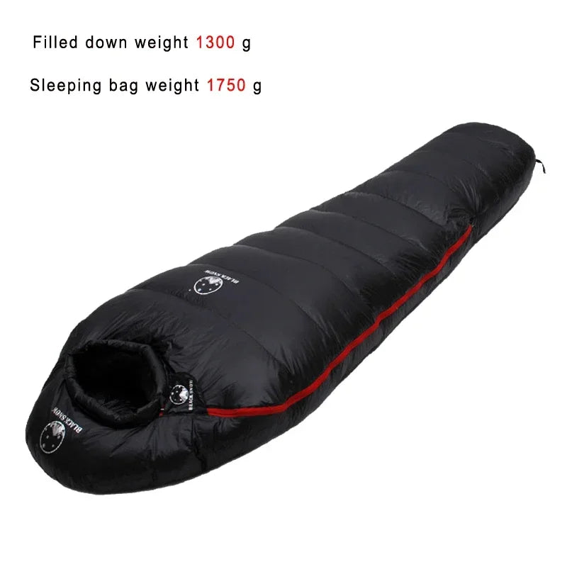 Blacksnow Goose Down Mummy Sleeping Bag Winter Thermal Outdoor Camping