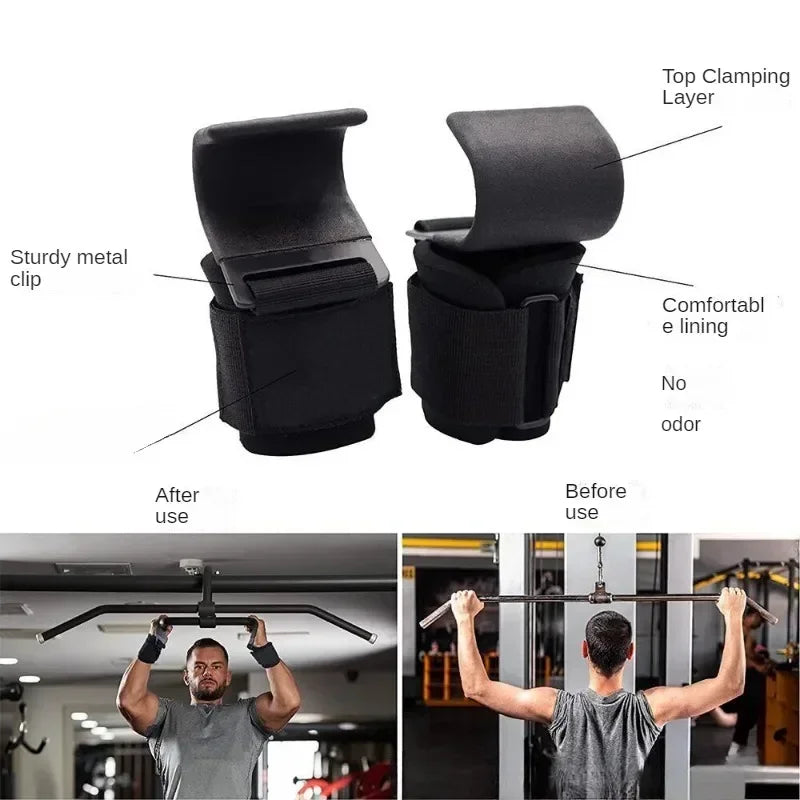 Premium Weight Lifting Hooks Non Slip Straps For Deadlift Powerlifting