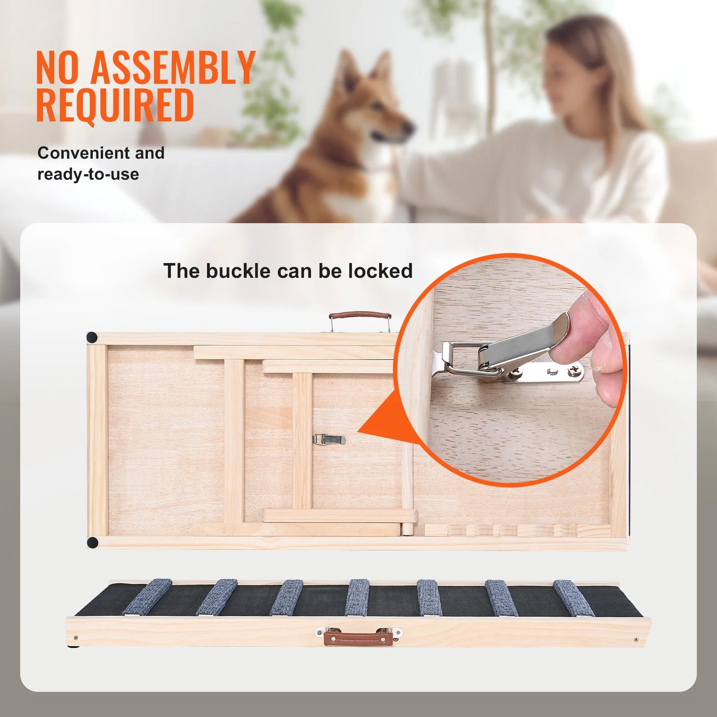 SucceBuy Wooden Dog Ramp Folding Adjustable Stairs Car Sofa Bed