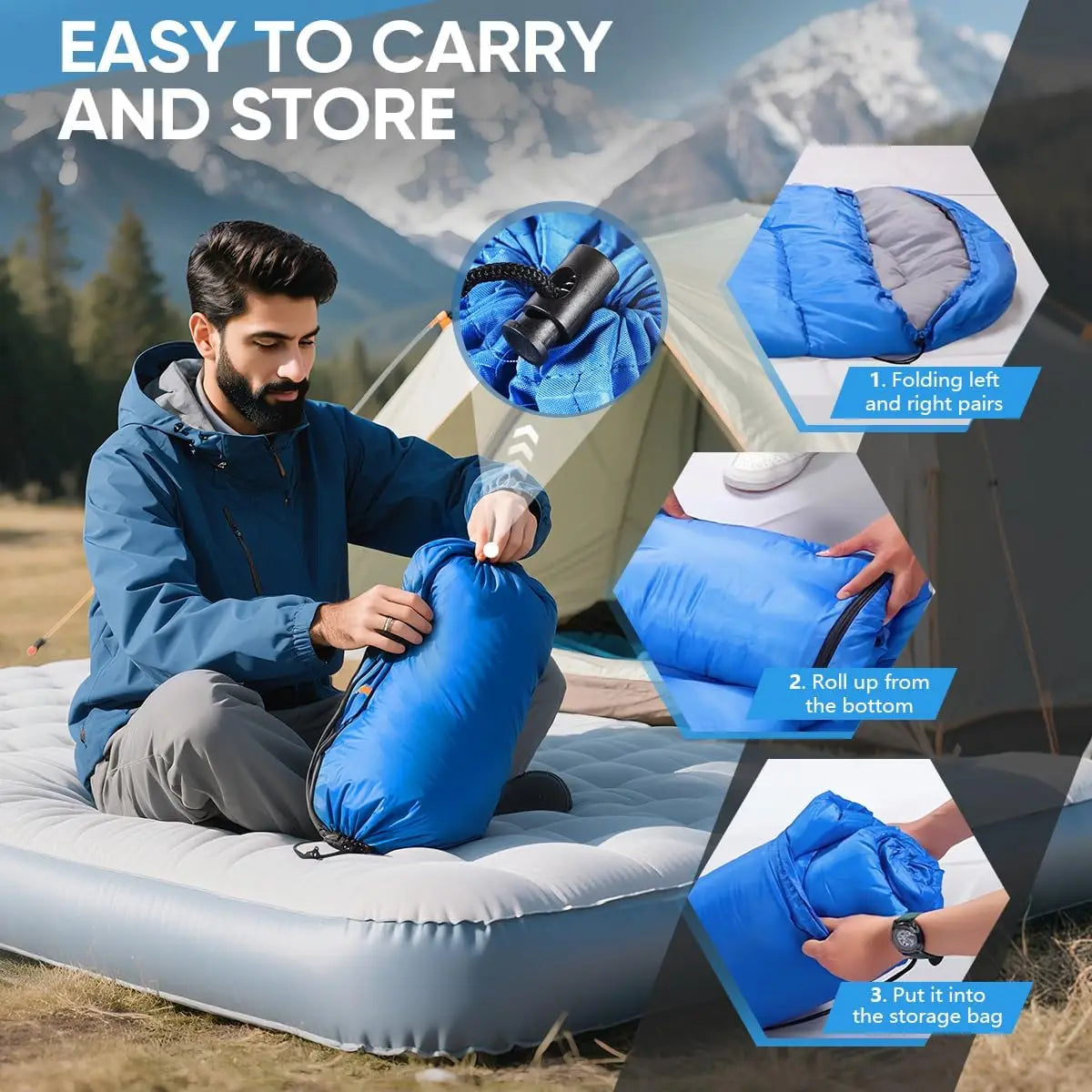Lightweight Cotton Sleeping Bag 4 Season Warm Camping Backpacking Outdoor