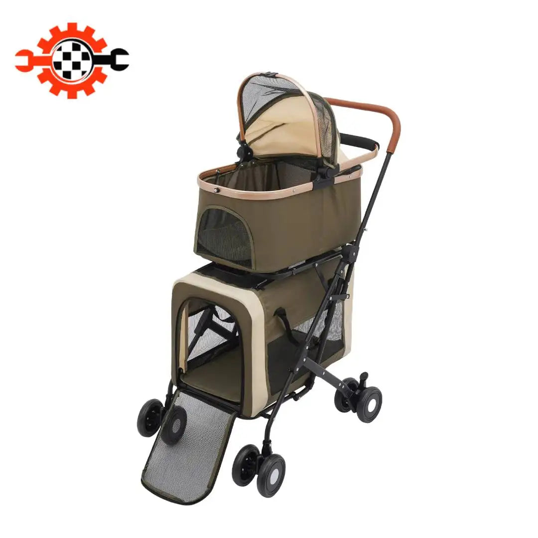 Bymaocar Foldable Pet Stroller With Sunshade Safety Locks For Travel