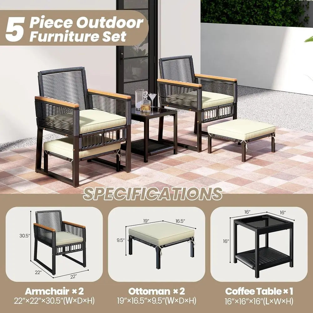 5-Piece Outdoor Wicker Patio Furniture Set