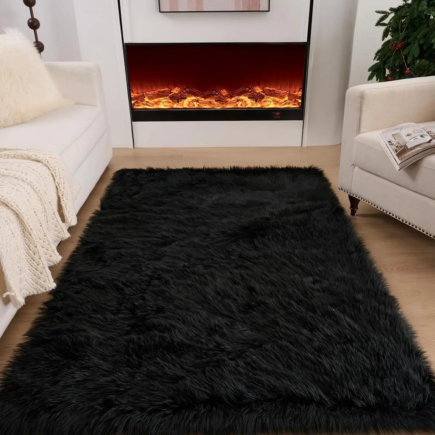 Premium Plush Polyester Fluffy Area Rug For Cozy Home Decor