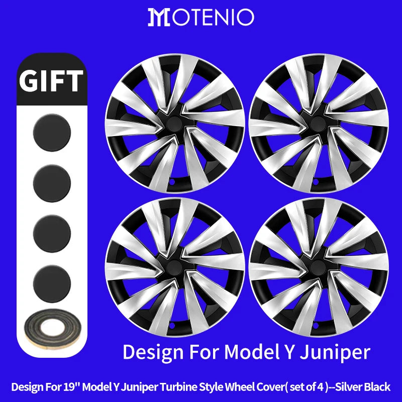 MOTENIO 4pc Smooth Style Rim Wheel Hub Cops For Tesla Model Y