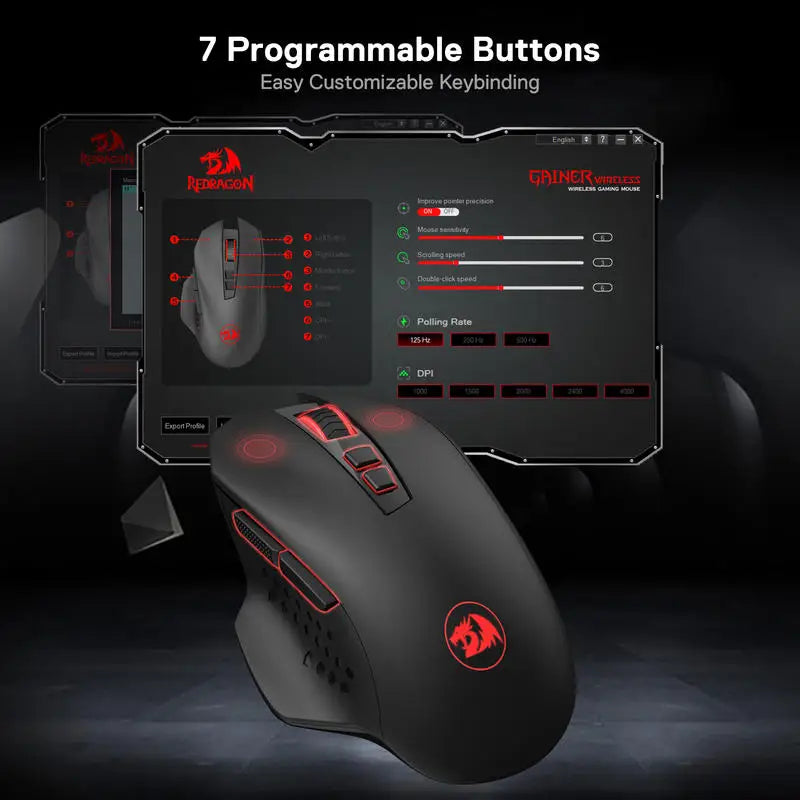 Redragon M656 Wireless Gaming Mouse 4000 DPI 7 Macro Buttons