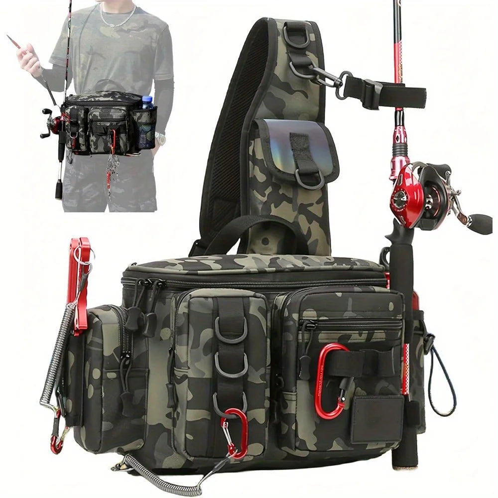 Nylon Fishing Tackle Backpack Shoulder Waist Bag