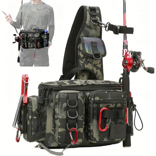 Nylon Fishing Tackle Backpack Shoulder Waist Bag