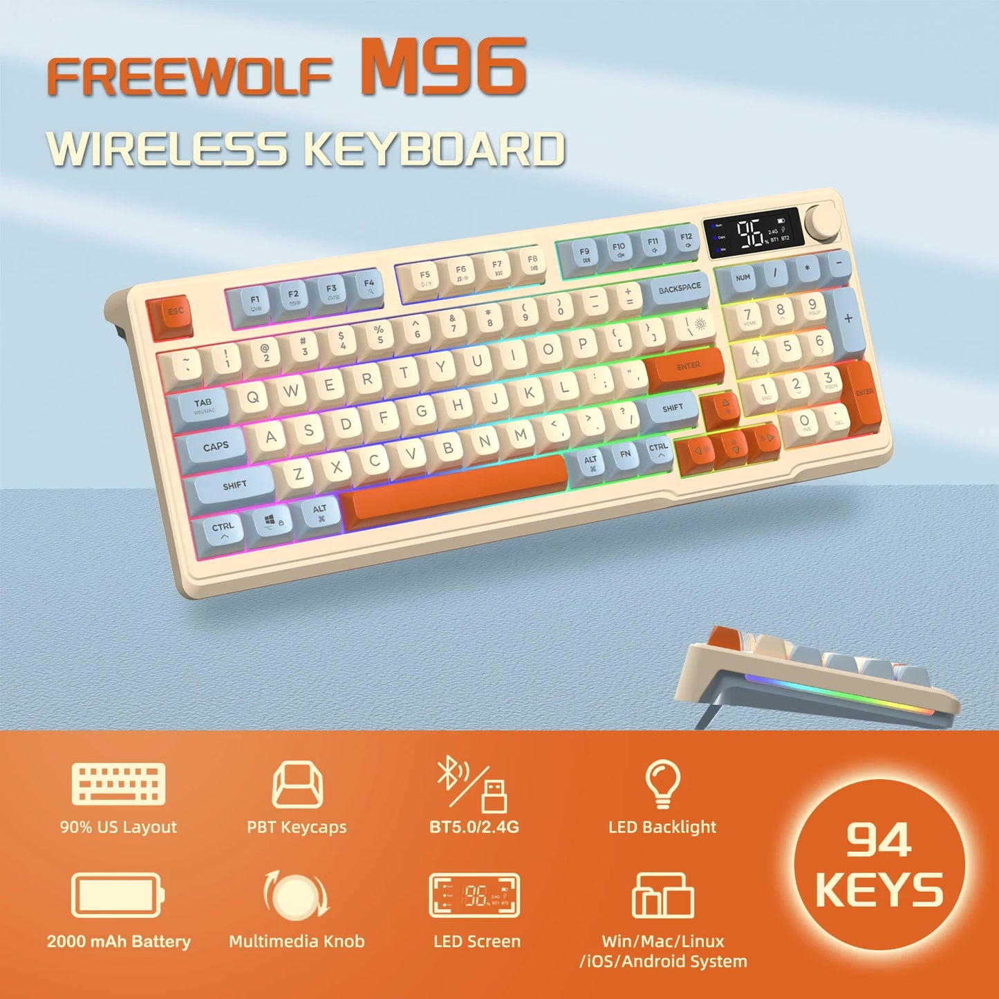 Attack Shark Wireless Gaming Keyboard With Display