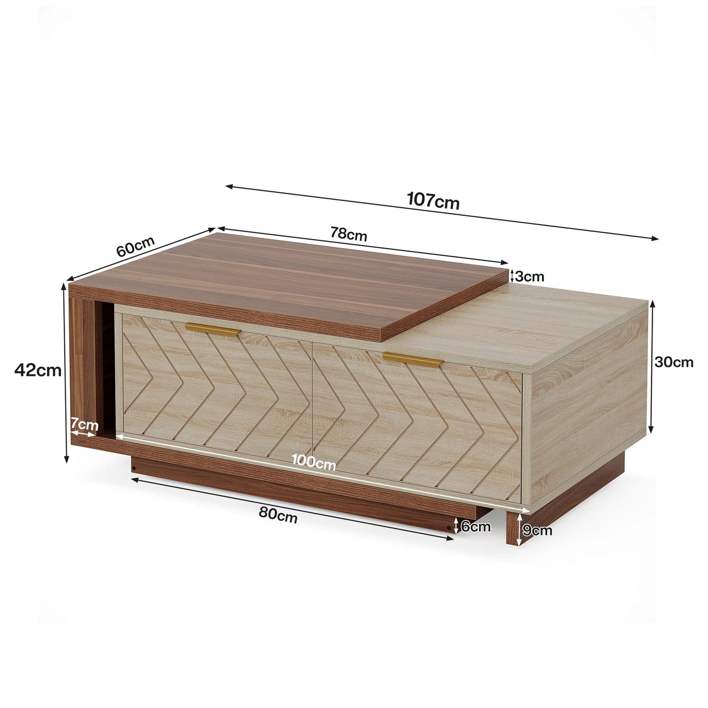 Tribesigns Extendable Wood Coffee Table With Storage Drawers