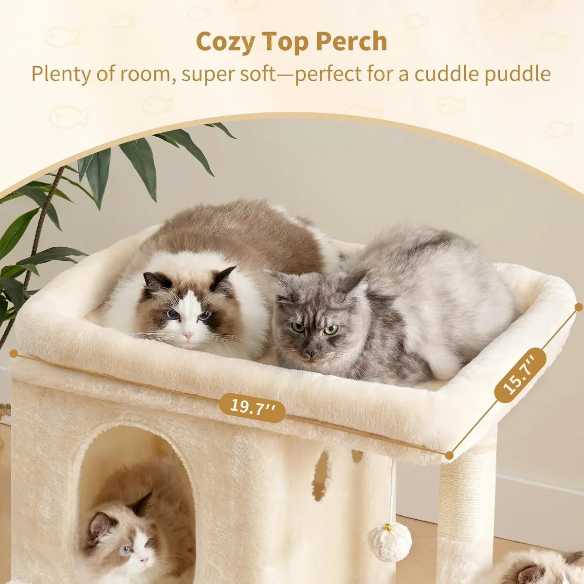 NBVCX Sisal Cat Tree With Dual Condos For Large Cats