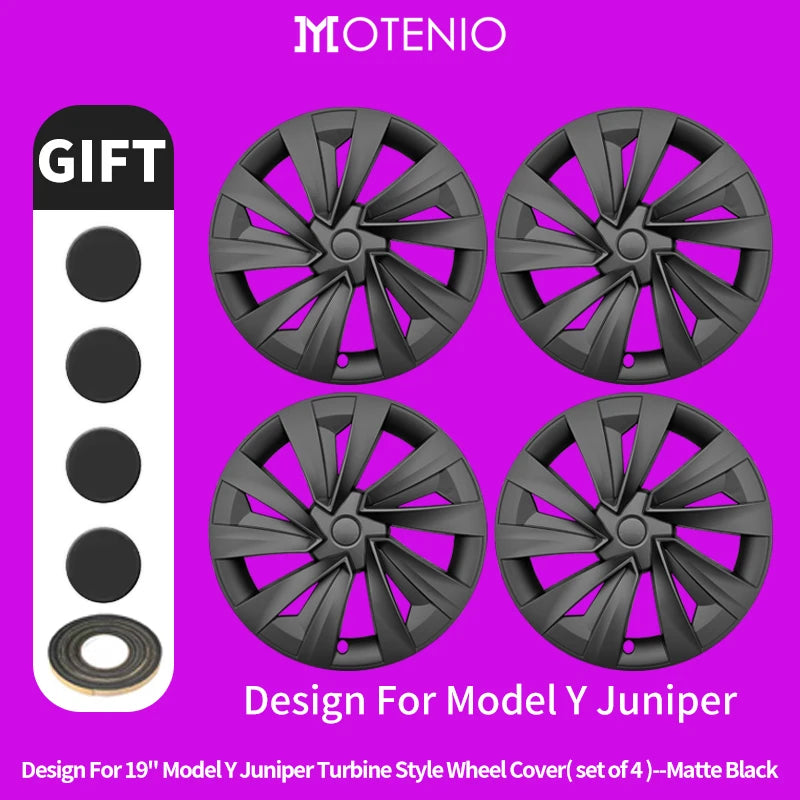 MOTENIO 4pc Smooth Style Rim Wheel Hub Cops For Tesla Model Y