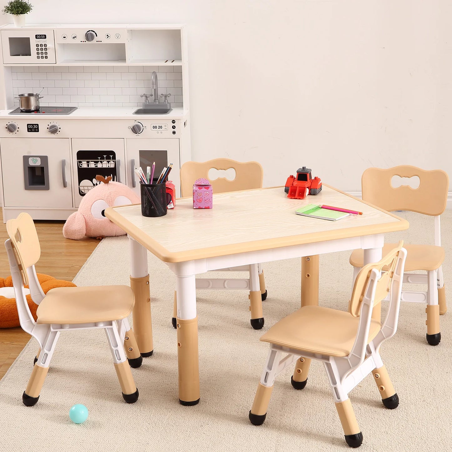 Kids Height Adjustable Table Chairs Set For Classroom Daycare Centers