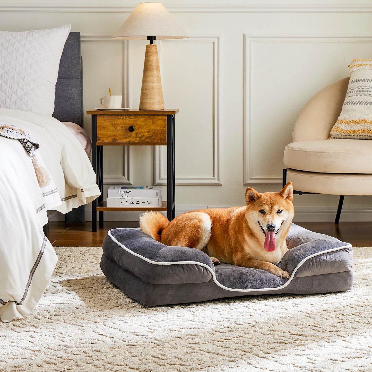 JHK Orthopedic Memory Foam Pet Bed Waterproof Washable Removable Cover