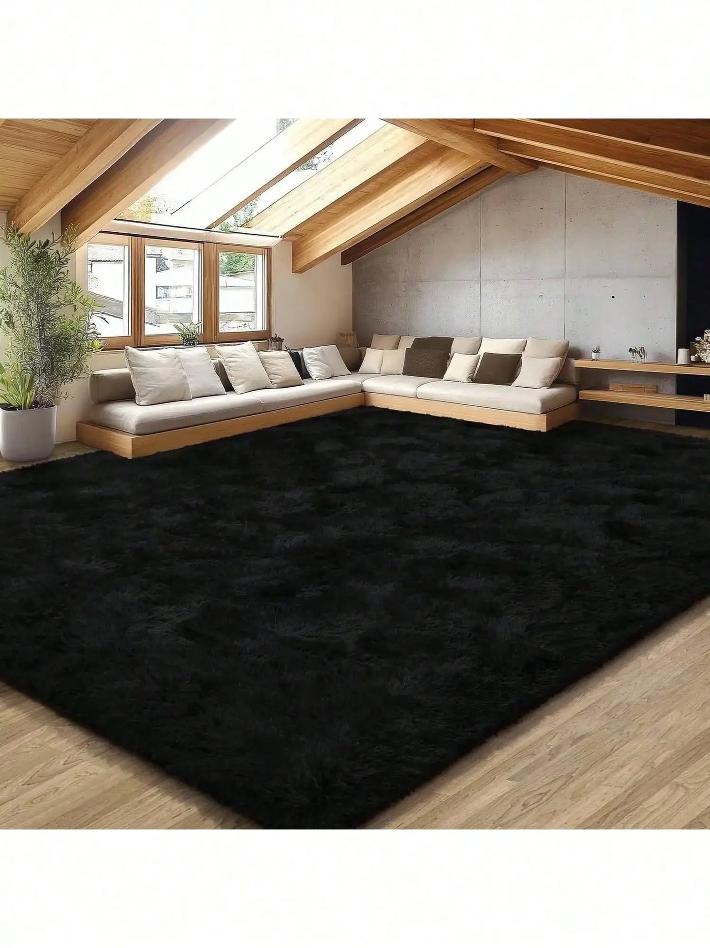 Soft Thick Non Slip Polyester Plush Long Pile Carpet