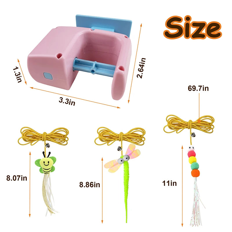 Booteely Interactive Retractable Rechargeable Hanging Cat Toy With Feathers