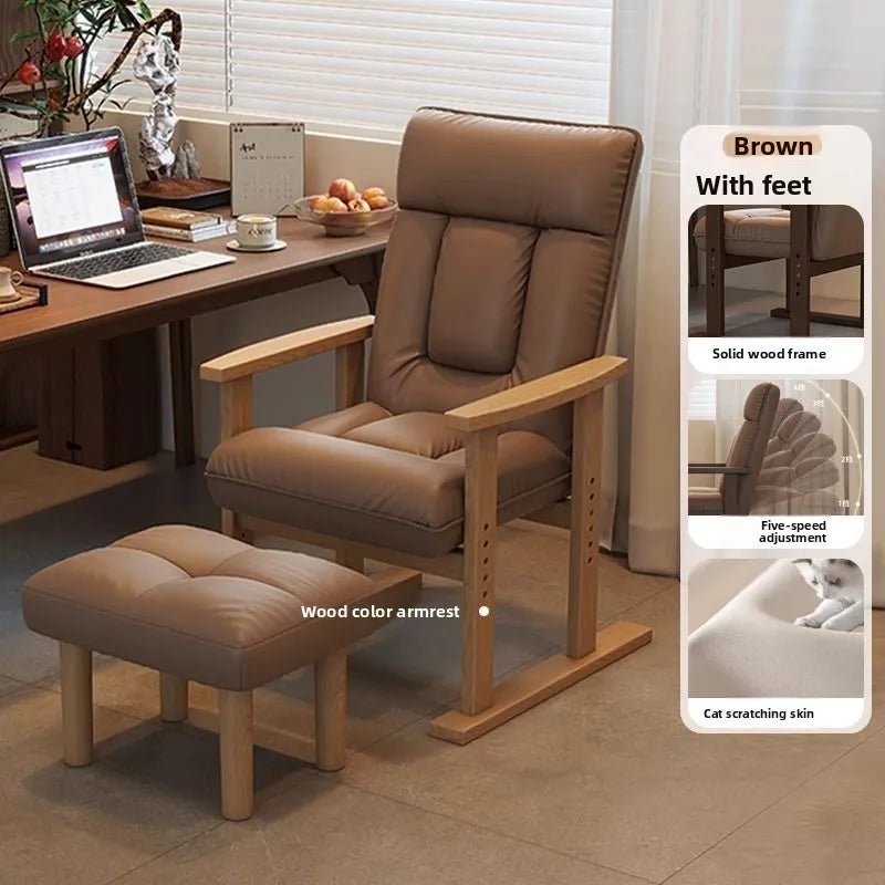 MOYU Ergonomic Adjustable Wood Recliner Office Chair For Home