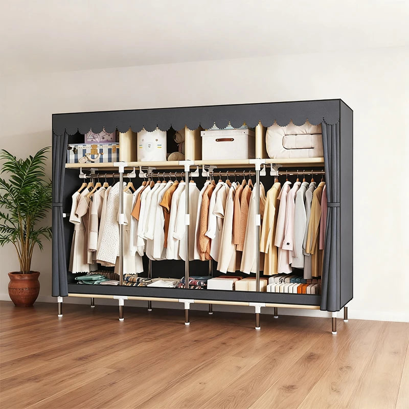 Arlukin Heavy Duty Fabric Wardrobe With 4 Hanging Rod