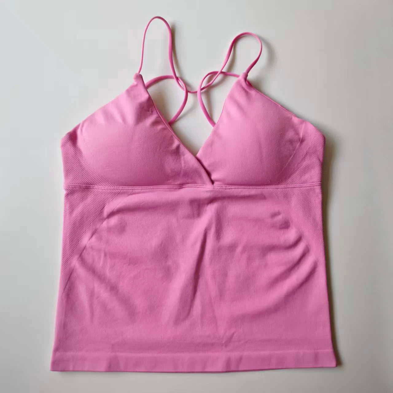 Nclagen Women Seamless Twist Front Longline Yoga Top