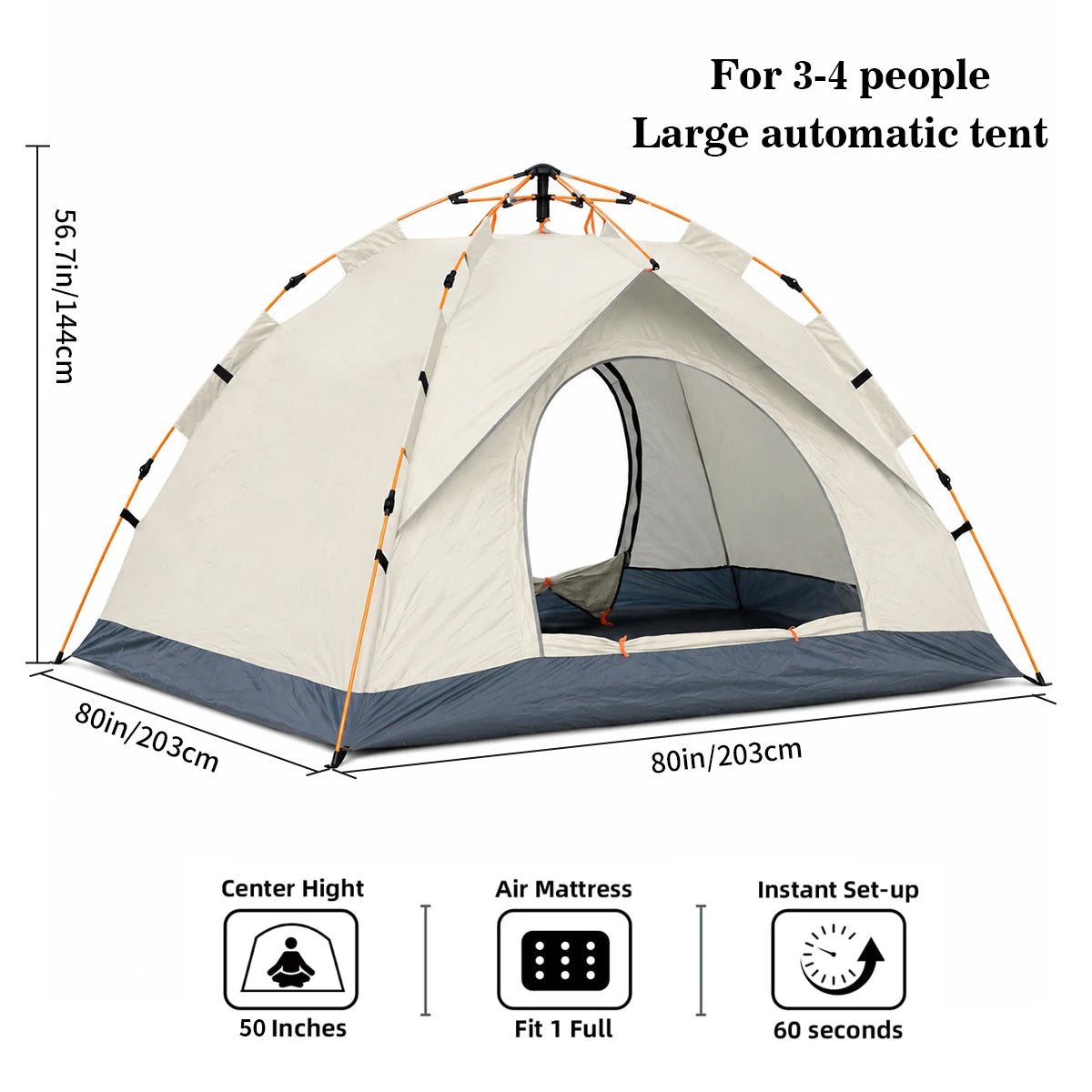 Tribenest Automatic Pop Up Tent Quick Setup Windproof Rain Resistant