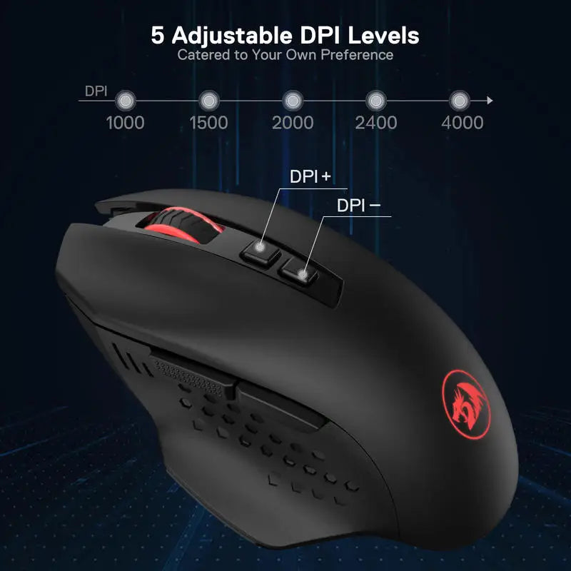 Redragon M656 Wireless Gaming Mouse 4000 DPI 7 Macro Buttons