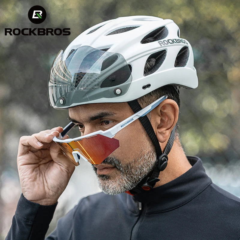 Rockbros Lightweight Cycling Helmet With Integrated Goggles