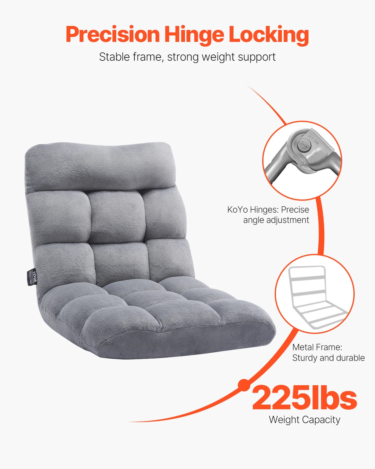 SucceBuy Floor Chair With Back Support Recycled Foam Foldable Sofa