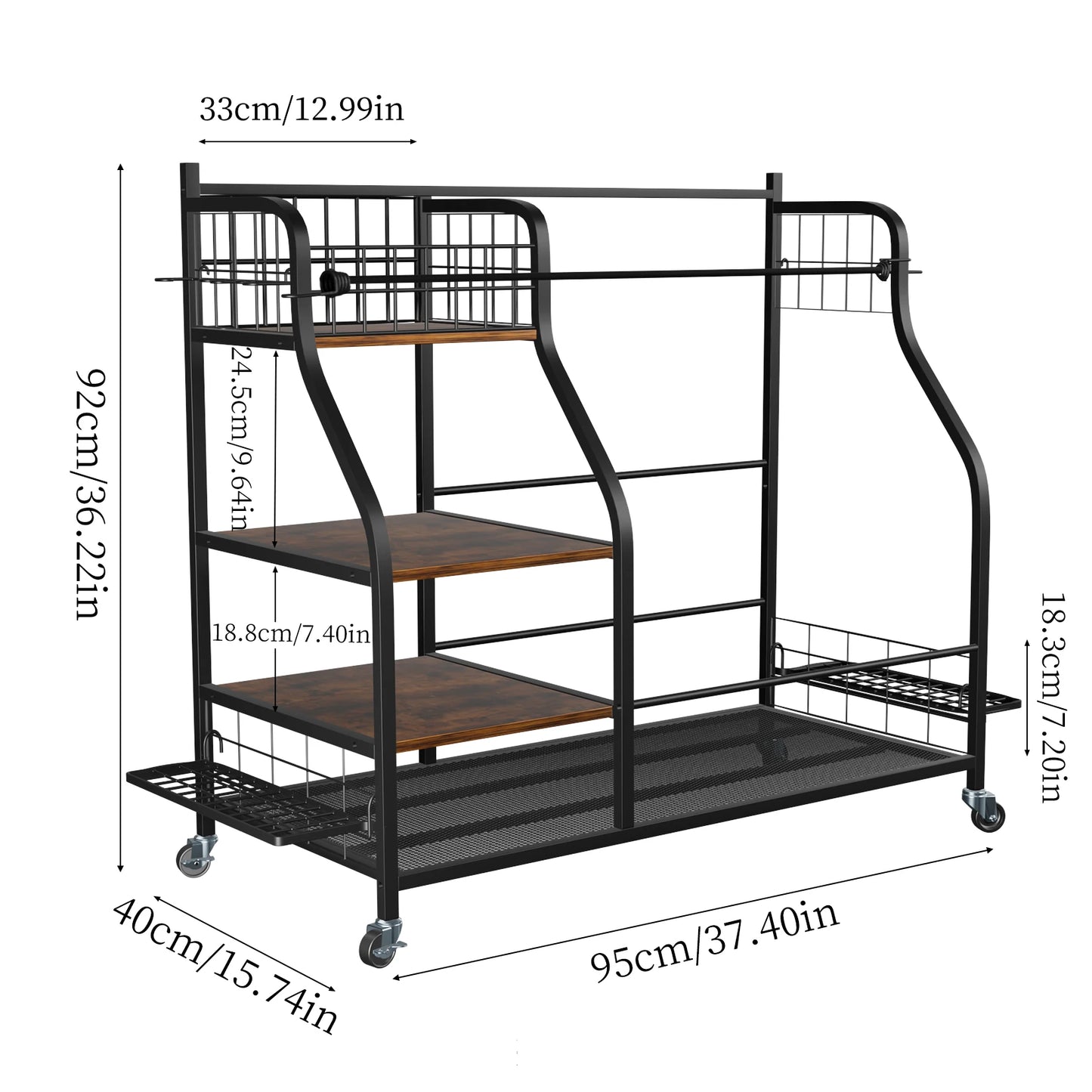 Multifunctional Metal Rolling Golf Bag Storage Shelf With Wheels