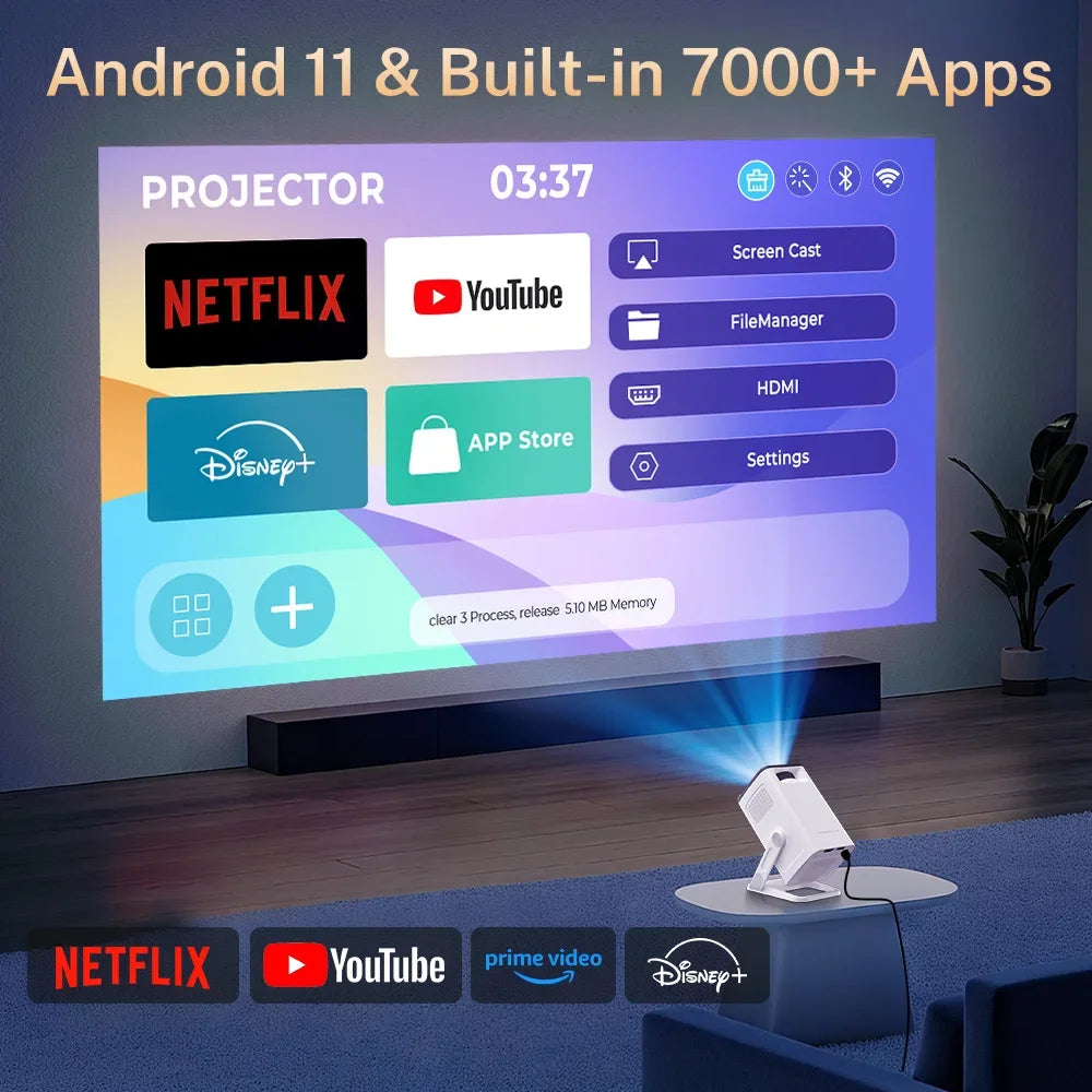 LynCast Mini Projector 1080P And 4K Supported With Wifi And Bluetooth