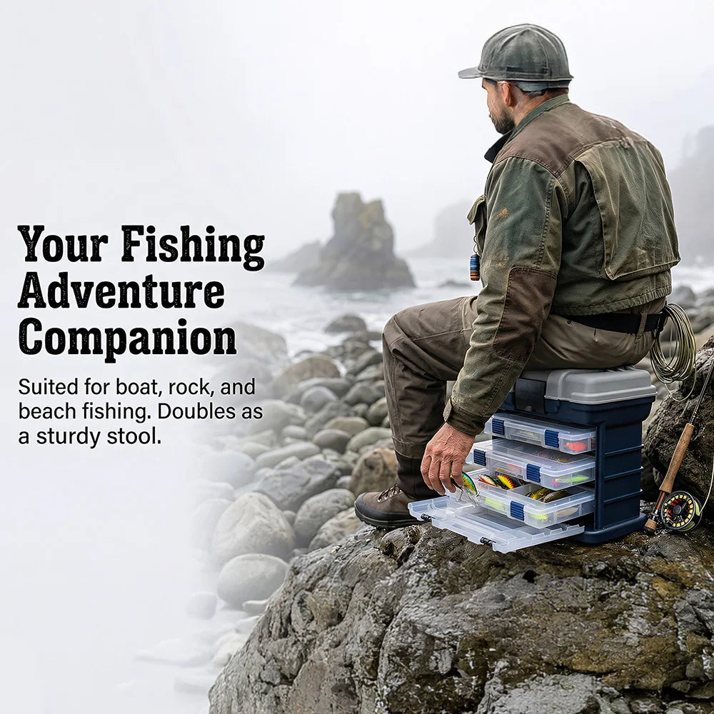 Multi Functional Fishing Handheld Storage Box With Adjustable Dividers
