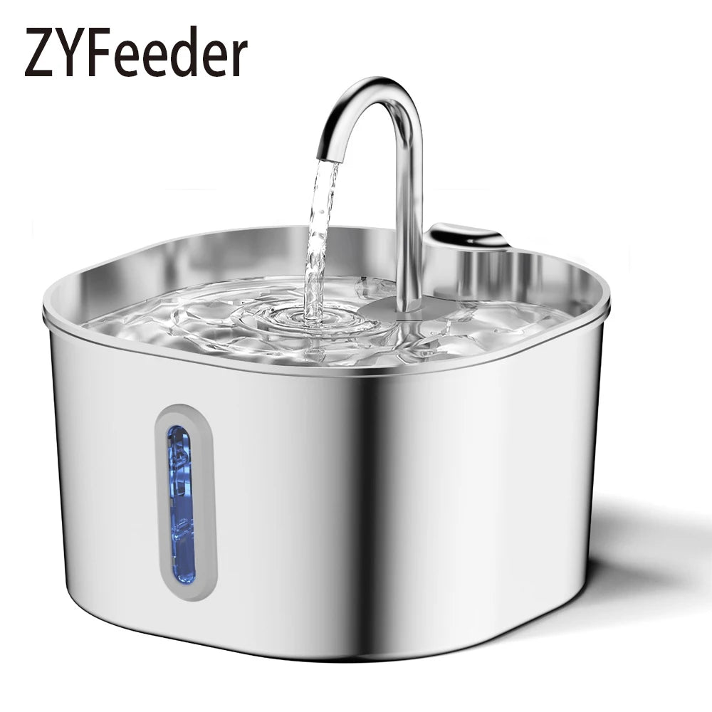 Stainless Steel Automatic Cat Dog Water Fountain With Transparent Window