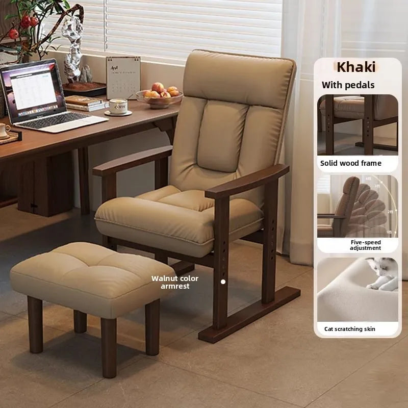 MOYU Ergonomic Adjustable Wood Recliner Office Chair For Home