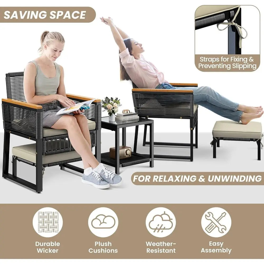 5-Piece Outdoor Wicker Patio Furniture Set
