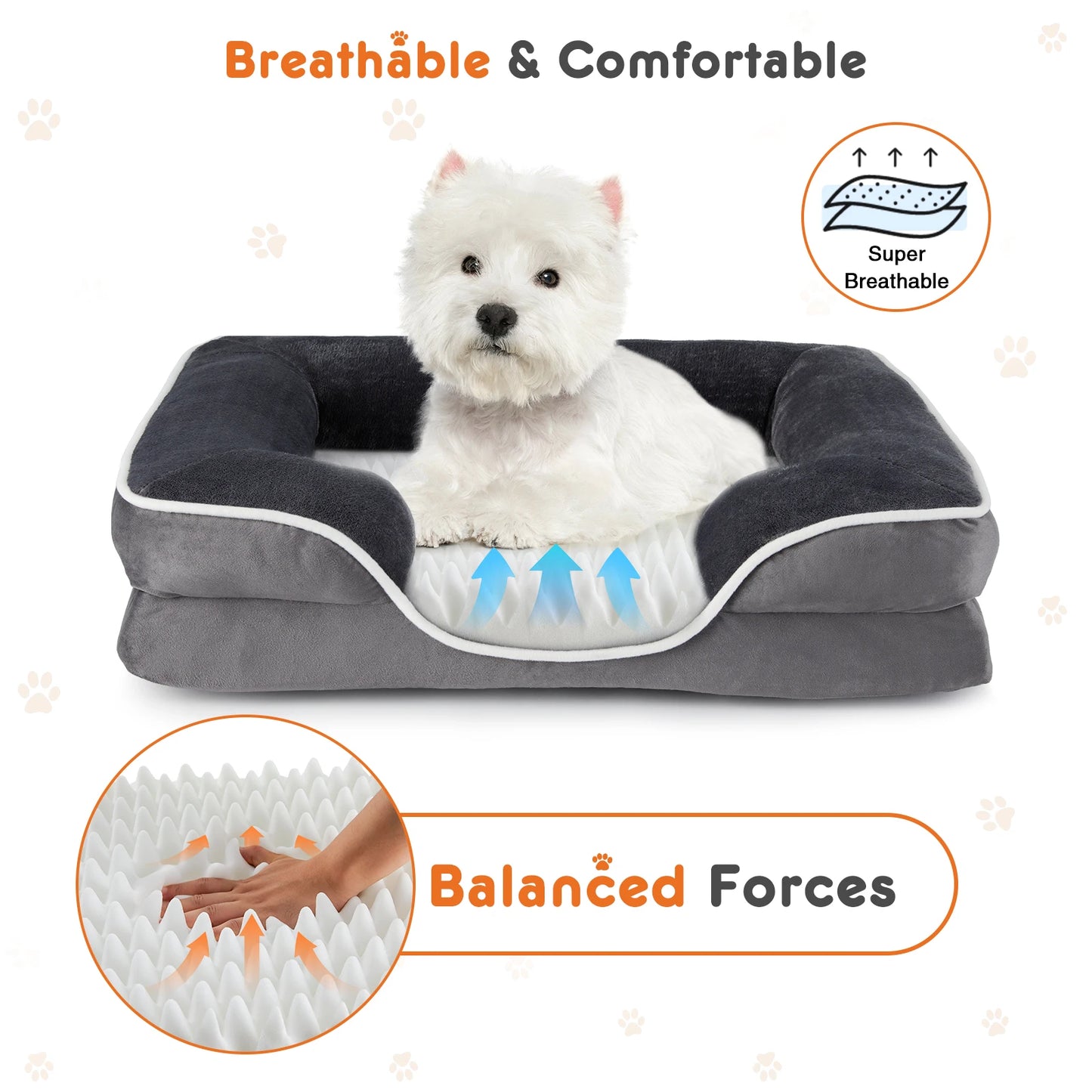 JHK Orthopedic Memory Foam Pet Bed Waterproof Washable Removable Cover