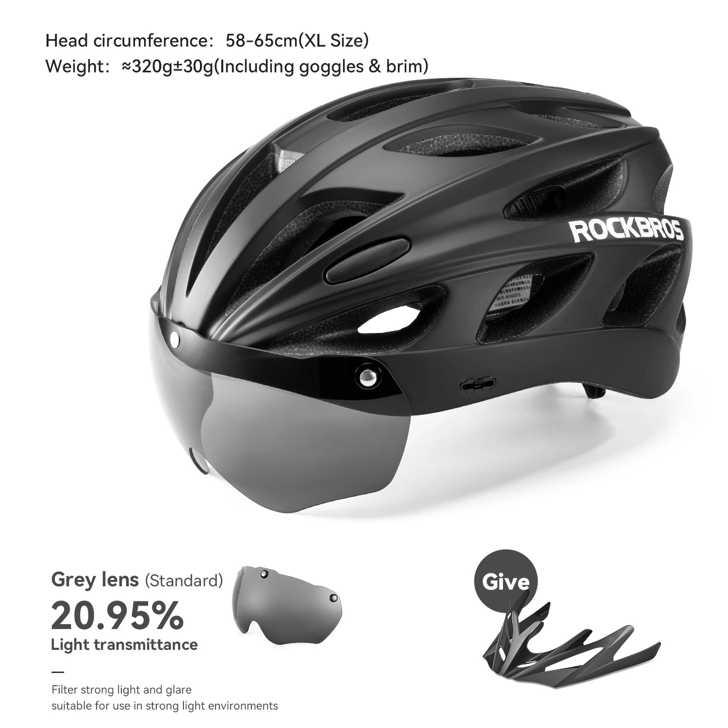 Rockbros Lightweight Cycling Helmet With Integrated Goggles
