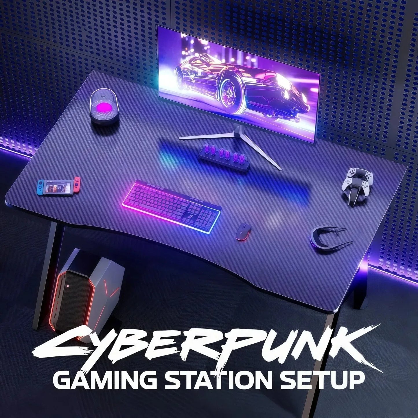 Nebmaax A-Shaped Carbon Fiber Gaming Desk With Easy Assembly