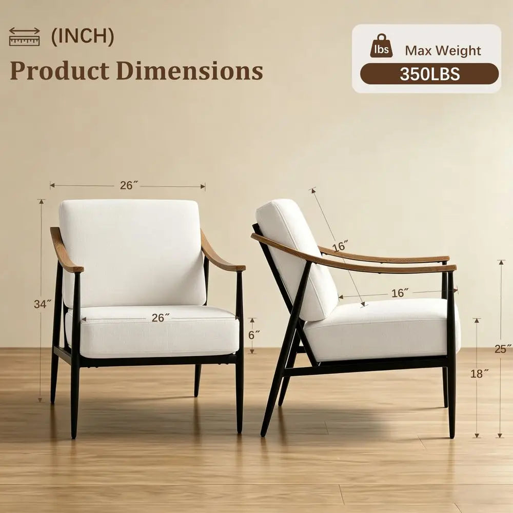 Modern Mid Century Accent Chair with Upholstered Seat For Living Room