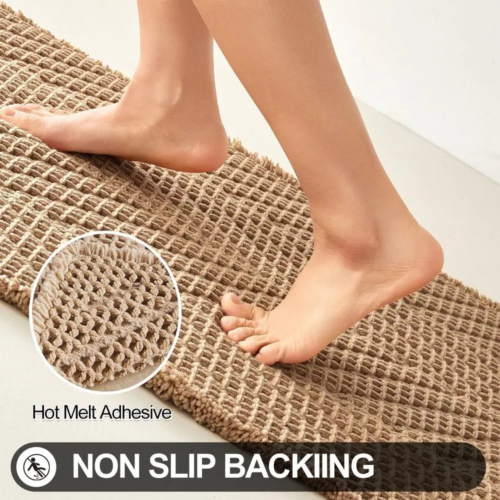 Herringbone Non Slip Washable Absorbent Bathroom Rug Bath Mat